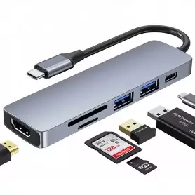 Station Hub USB-C, 5 en 1 avec adaptateur HDMI 4K, port PD 87W et ports USB 3.0/2.0