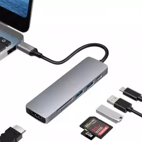Station Hub USB-C, 5 en 1 avec adaptateur HDMI 4K, port PD 87W et ports USB 3.0/2.0