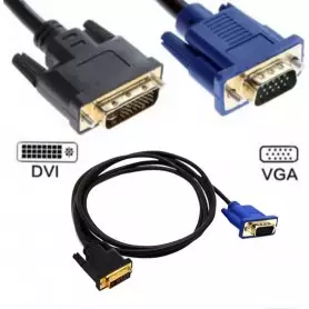 Cable adaptateur vidéo DVI-I vers VGA , 1,5 mètres, Connecte votre appareil DVI à un moniteur ou un projecteur VGA