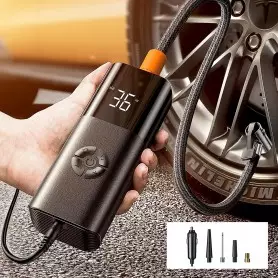 Pompe Compresseur d’air 12V Ultra 38L/min, Rapide 150 PSI LED Lumière Numérique pour pneus de voiture, moto, vélo, matelas