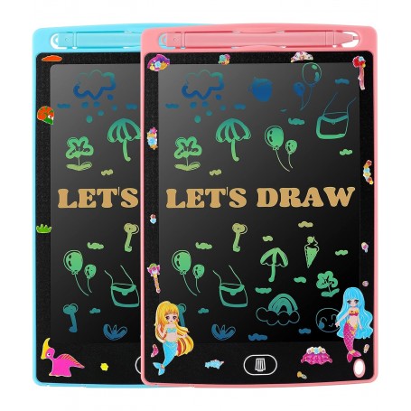 Lot de 2 Ardoises Tablette graphique LCD pour enfants, 8.5pouces, écriture  électronique magique, dessin couleur