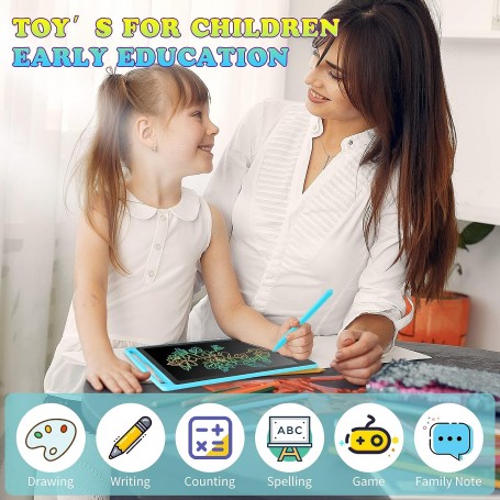 Lot de 2 Ardoises Tablette graphique LCD pour enfants, 10 pouces, écriture  électronique magique, dessin couleur