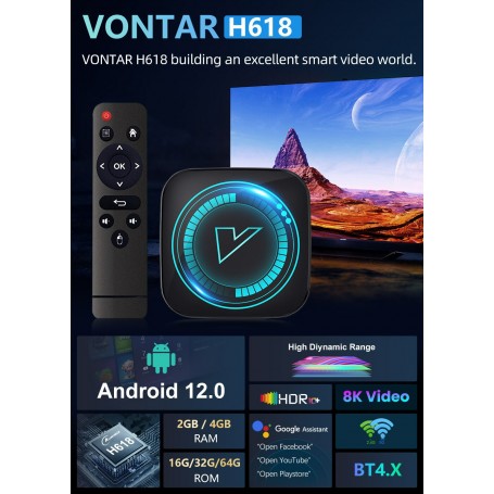 Boîtier Smart TV Android 12.5, MX Box S, 128 Go+512Go, 2.4G Wifi