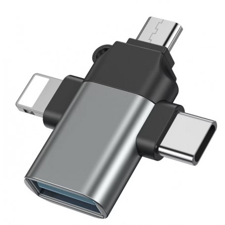 Lecteur de carte SD USB-C, adaptateur 4 en 1 USB Otg avec port de charge  fente pour carte SD / TF pour appareil photo, téléphone Wi