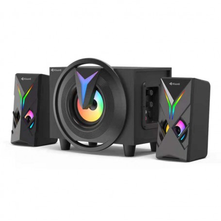 Kisonli Haut-parleurs Gamer 2.0 Stéréo LED RGB lumières pour PC