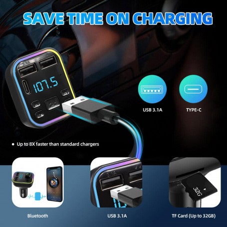 Bluetooth voiture USB Chargeur Transmetteur FM sans fil Radio adaptateur  Lecteur MP3 - Accessoire téléphonie pour voiture - Achat & prix