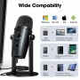 Microphone à condensateur USB professionnel, pour PC, téléphone, ordinateur de bureau, jeu, Podcast, enregistrement vocal