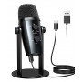 Microphone à condensateur USB professionnel, pour PC, téléphone, ordinateur de bureau, jeu, Podcast, enregistrement vocal