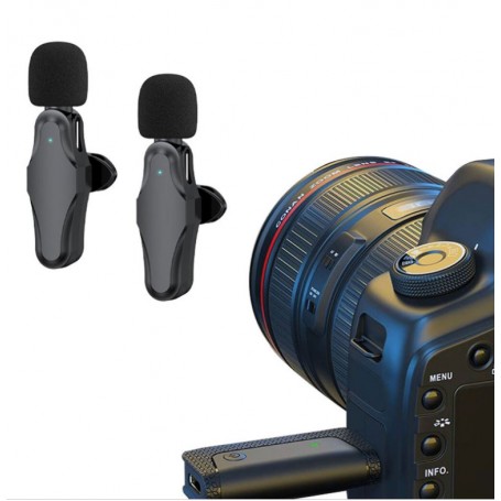 Système de microphone Lavalier sans fil 4 canaux sans fil Microphone  Lavalier pour Iphone Dslr Caméra  Podcast Vlog A