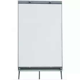 Chevalet de conférence, blanc, 120cm x 90cm, avec support, Hauteur réglable, mobile, magnétique, paperboard effaçable