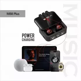 Ecouteurs sportif M88plus v5.2, TWS + Power Bank avec Réduction du bruit