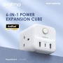 Adaptateur PowerHub Oraimo C Cube 6 en 1, charge rapide, contre les surintensités, les surtensions et les courts-circuits
