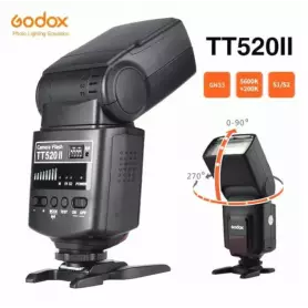 Flash photo professionnel Godox TT520 II, transmission sans fil, rapide, 3 modes de flash, 8 sorties variables, auto-protections
