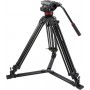 Système Trépied Vidéo Fluide Professionnel Manfrotto MVH502A, 546GB-1 en Aluminium et Épandeur de Terre (Noir)