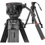 Système Trépied Vidéo Fluide Professionnel Manfrotto MVH502A, 546GB-1 en Aluminium et Épandeur de Terre (Noir)