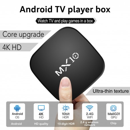 Boîtier Smart Tv Box Android 10 UHD 4K Wifi Carte Micro SD