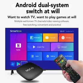 Boîtier Smart TV Android 12.5, MX Box S, 16 Go ROM, 1Go RAM, 2.4G Wifi, Lecteur MultiXXL Youtube, MXQ Pro, Décodeur 4K