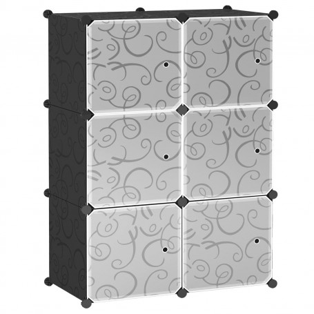 Armoire cubes en plastique à tiroirs Convertible MP 26-60, pour vêtements  Noir Transparent