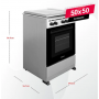 Cuisinière à Gaz NOBEL NGC5000S, 50x50, 4 Brûleurs avec four à Gaz, 1800W, Allumage par Bouton