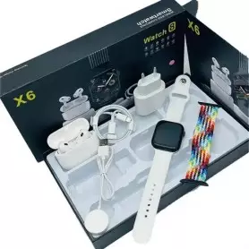 Kit de montre connectée X6 Ultra avec combinaison, Airpods, adapteur pour smartphone