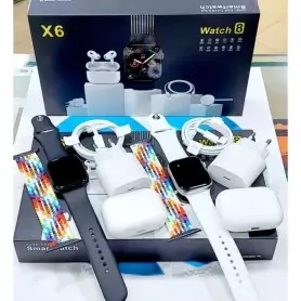 Kit de montre connectée X6 Ultra avec combinaison, Airpods, adapteur pour smartphone