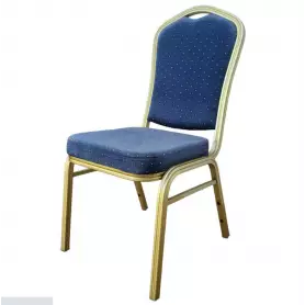 Chaises de banquet vintage empilable Bleu en métal doré pour les événements et les réunions