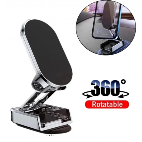 Support Téléphone Voiture Magnétique - Rotation 360° - Aimanté - Compatible  avec iPhone/Samsung/Huawei/XIAOMI - Repliable