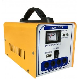 Système de Générateur Solaire Sunex SPS-1207, 30W,  Avec 4 ampoules 3W et prises pour téléphone, ordinateur, TV, ventilateur