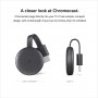 Chromecast Google, 4K, 3840x2160, avev AIRplay, Miracast, DLNA, Diffusion Média HD Sans Fil HDMI-Compatible
