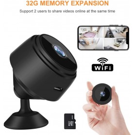 Mini Caméra WiFi i A9 1080P à Batterie,  Vision nocturne, Capteur d'Alerte de Mouvement