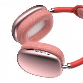 Casque écouteur Bluetooth P9 Air Max Wireless Stereo HiFi, 10 heures, Carte TF - Rose