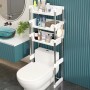 Étagère de Rangement pour Toilettes 3 couches, ajustable en Acier Inoxydable - Blanc