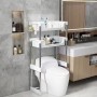 Étagère de Rangement pour Toilettes 3 couches, ajustable en Acier Inoxydable - Blanc
