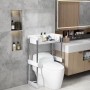 Étagère de Rangement pour Toilettes 3 couches, ajustable en Acier Inoxydable - Blanc