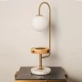 Veilleuse, Lampe de table Hsyile avec ports USB et chargeur sans fil , contemporain laiton brossé