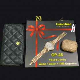 Kit de Montre connectée et écouteurs HainoTeko Germany GP-25, Black, pour femme