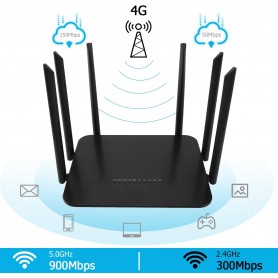 Routeur 4G LTE Bvot® B47 pour carte SIM avec WIFI à double bande jusqu’à 1200 Mbps.