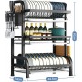 Egouttoirs Support assiettes de cuisines 3 niveaux, Multifonctionnel en metal
