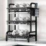 Egouttoirs Support assiettes de cuisines 3 niveaux, Multifonctionnel en metal