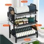 Egouttoirs Support assiettes de cuisines 3 niveaux, Multifonctionnel en metal