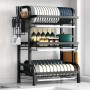 Egouttoirs Support assiettes de cuisines 3 niveaux, Multifonctionnel en metal