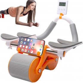 Roue Abdominale à Rebond Automatique, Abdominal Roller avec Tapis de Genoux et Minuteur