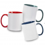 Pack De 6 Tasses À Café Blanches en Céramique, Grande Poignée 325 ml
