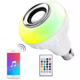 Ampoule LED combinée haut-parleur Bluetooth, 6W E26 RGB avec télécommande