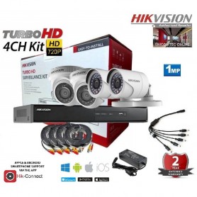 Kit de 4 caméras de surveillance, HIKVISION Turbo HD DVR, 720p, 2MP, 4.0 CCTV