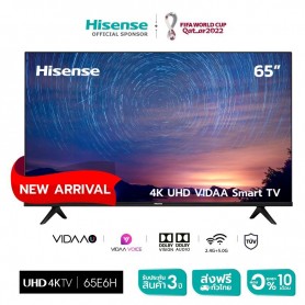 Hisense Smart TV 65‘’ A6K Ultra UHD 4K, Dolby Vision HDR, Commande Vocale à Distance, Netflix, YouTube, Prime Vidéo