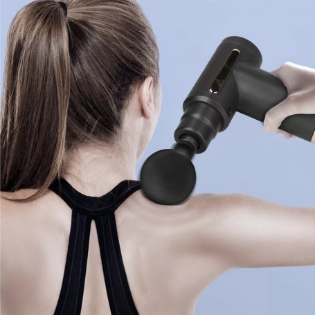 Pistolet De Massage Musculaire Percussif - 4 Têtes, Rechargeable, Noir, Pour Dos Et Cou