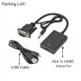 Adaptateur Convertisseur HDMI vers VGA 1080p avec Câble Audio 3,5 mm