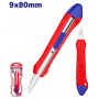 Couteau à Lame Segmentée, cutteur, EMTOP ESNK09101, 9mm x 80mm, Verrouillage automatique