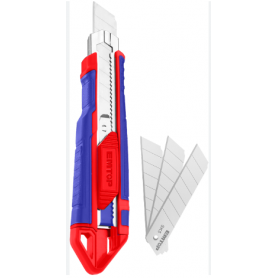Couteau à Lame Segmentée, cutteur, EMTOP - ESNK18302, 18 mm x 100 mm, en acier SK5, Verrouillage automatique